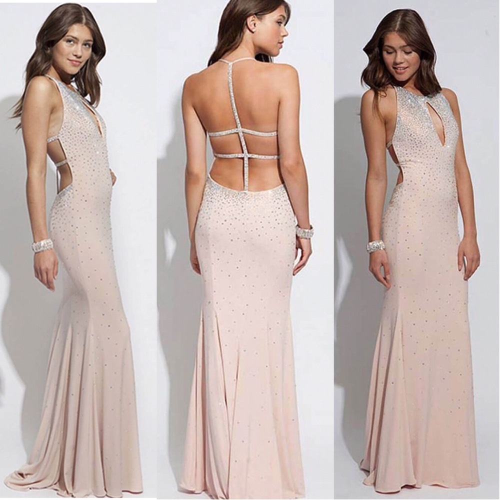 Jovani Blush Jersey Gown- Sz 12
